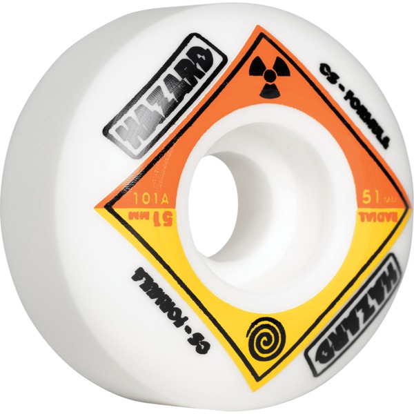 Hazard Wheels CS Formula Bio Radial White Skateboard Wheels - 51mm 101a (Set of 4)