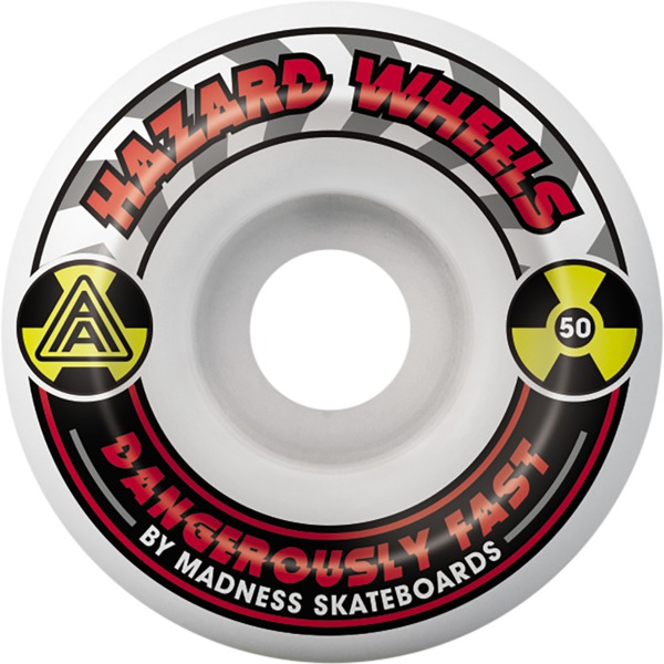 Hazard Wheels CS Formula Conical Alarm White / Red Skateboard Wheels - 50mm 101a (Set of 4)