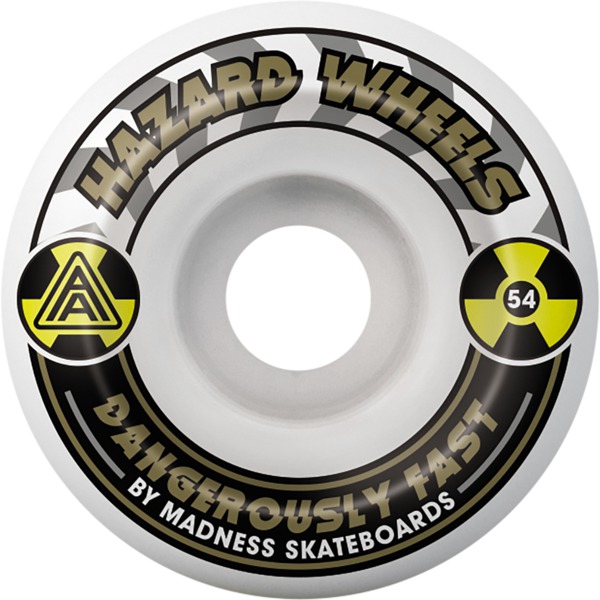 Hazard Wheels CS Formula Conical Alarm White / Gold Skateboard Wheels - 54mm 101a (Set of 4)