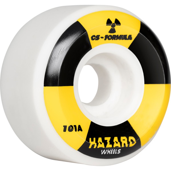 Hazard Wheels CS Formula Radio Active Conical White Skateboard Wheels - 54mm 101a (Set of 4)