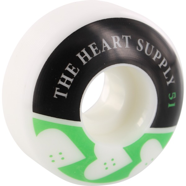 The Heart Supply Skateboards Squad White / Kelly Green Skateboard Wheels - 51mm 99a (Set of 4)