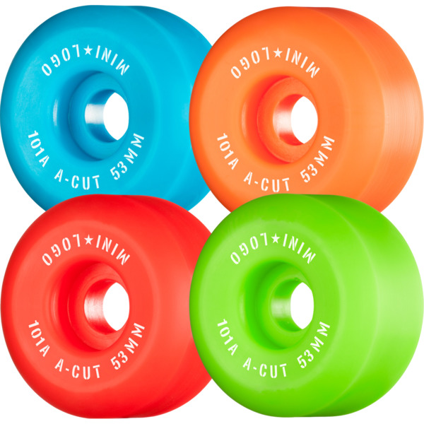 Mini Logo Skateboards A-Cut Green / Red / Blue / Orange Skateboard Wheels - 53mm 101a (Set of 4)