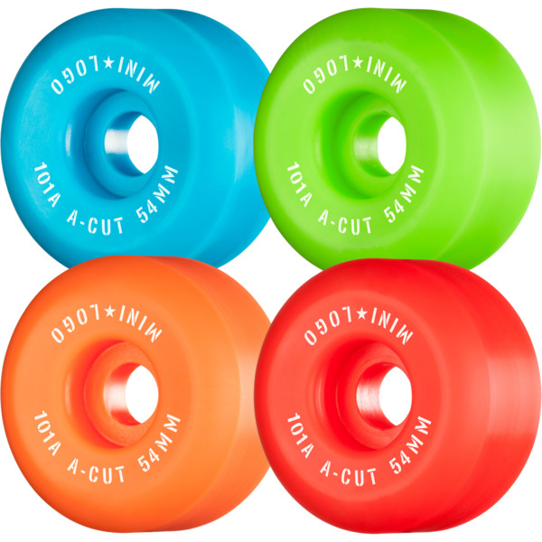 Mini Logo Skateboards A-Cut Green / Red / Blue / Orange Skateboard Wheels - 54mm 101a (Set of 4)