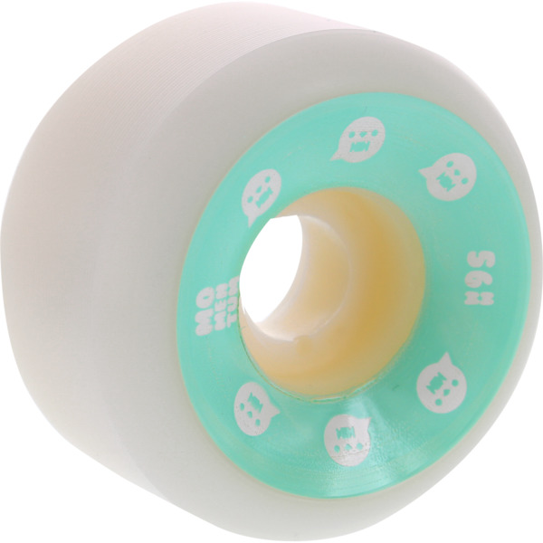 Momentum Wheels V2 Spiral White / Green Skateboard Wheels - 56mm 101a (Set of 4)