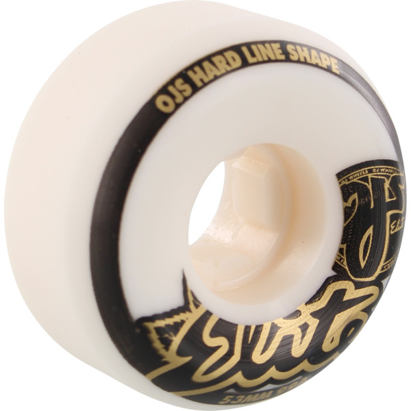 OJ Wheels Elite Hardline White w/ Gold / Black Skateboard Wheels - 53mm 99a (Set of 4)