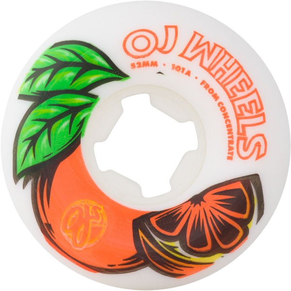 OJ Wheels From Conventrate Hardline White / Orange Skateboard Wheels - 52mm 101a (Set of 4)