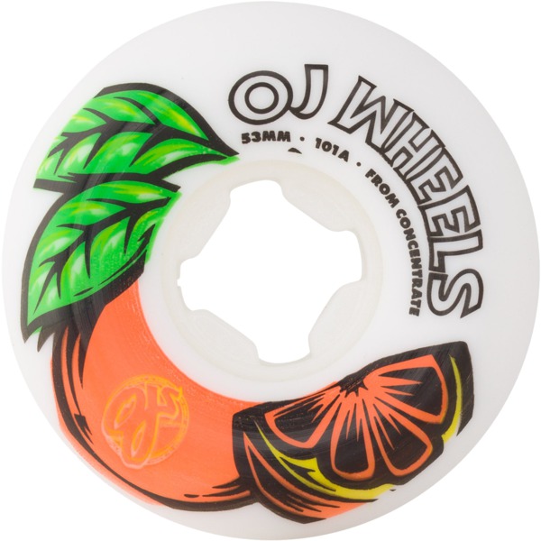OJ Wheels From Conventrate Hardline White / Orange Skateboard Wheels - 53mm 101a (Set of 4)