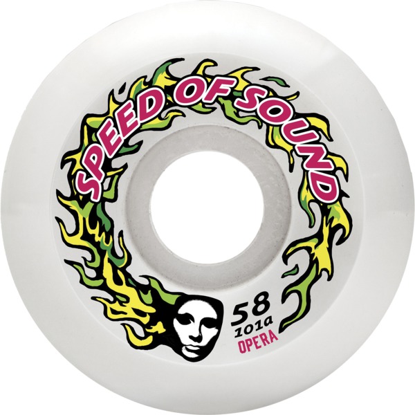 Opera Skateboards SOS Fire Mask Hardline Conical White Skateboard Wheels - 58mm 101a (Set of 4)