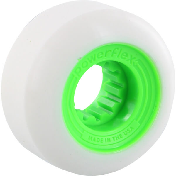 Powerflex Skateboards Gumball White / Lime Skateboard Wheels - 52mm 83b (Set of 4)