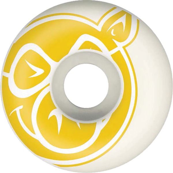 Pig Wheels Classic White / Yellow Skateboard Wheels - 55mm 99a (Set of 4) Pig Wheels Classic White / Yellow Skateboard Wheels - 55mm 99a (Set of 4)