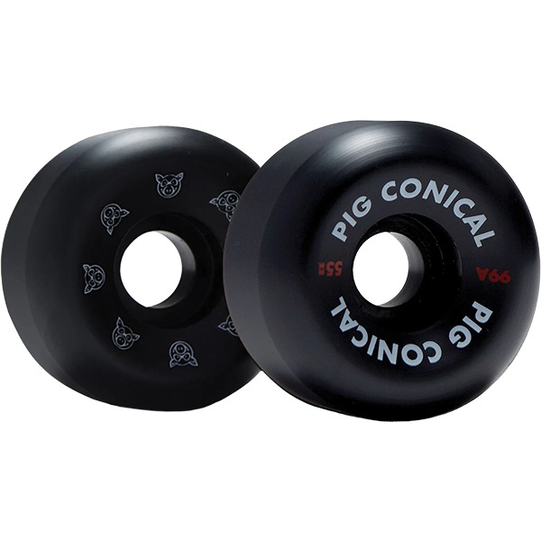 Pig Wheels Conical Black Skateboard Wheels - 55mm 99a (Set of 4)