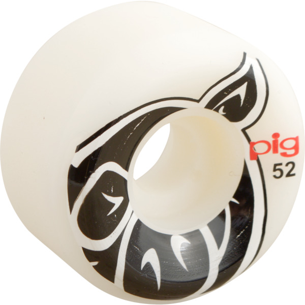 Pig Wheels Pig Head Conical White Skateboard Wheels - 52mm 101a (Set of 4)