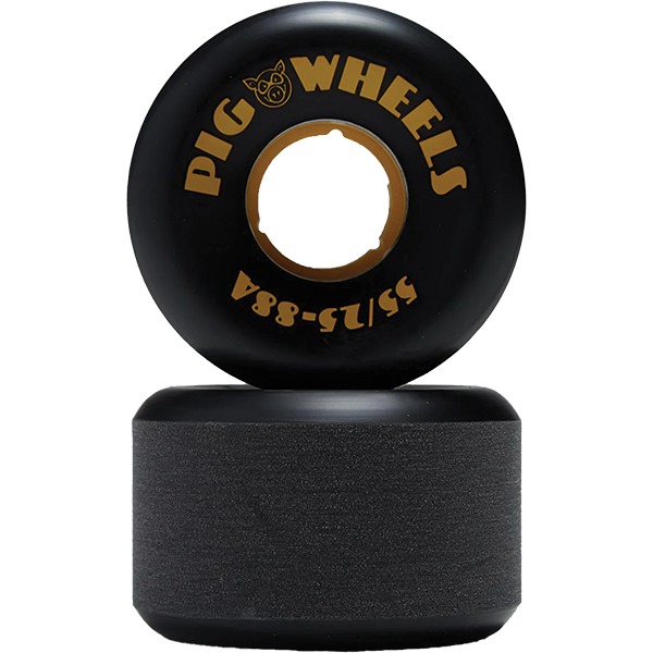 Pig Wheels RT Black / Yellow Skateboard Wheels - 55mm 88a (Set of 4)