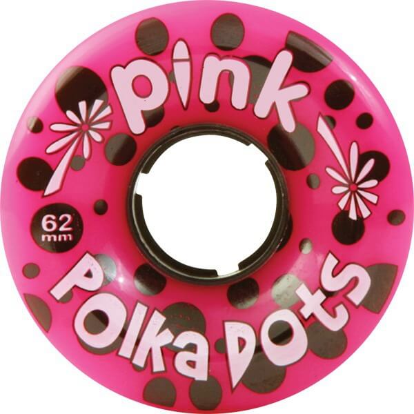 Pink Wheels Polka Dots Pink Skateboard Wheels - 62mm 96a (Set of 4)