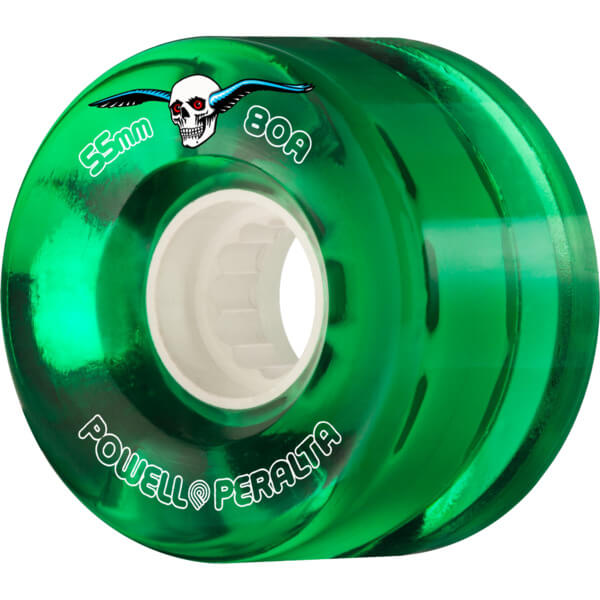 Powell Peralta Clear Cruiser Green Skateboard Wheels - 55mm 80a (Set of 4)