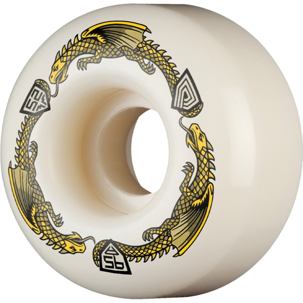 Powell Peralta Dragon Formula V1 Yellow / White Skateboard Wheels - 52mm 95a (Set of 4)