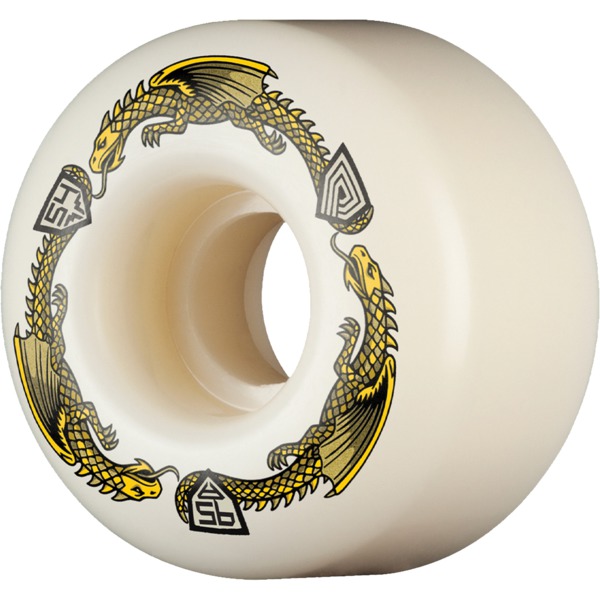 Powell Peralta Dragon Formula V4 Yellow / White Skateboard Wheels - 54mm 95a (Set of 4)