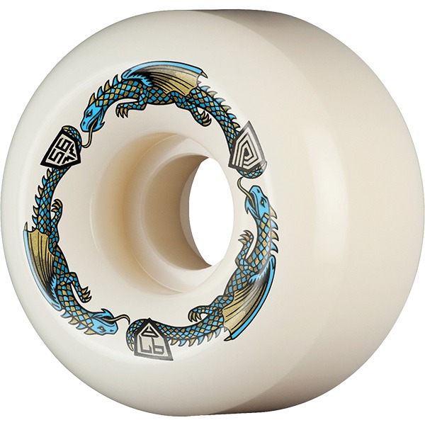 Powell Peralta Dragon Formula V6 Blue / White Skateboard Wheels - 56mm 97a (Set of 4) Powell Peralta Dragon Formula V6 Blue / White Skateboard Wheels - 56mm 97a (Set of 4)