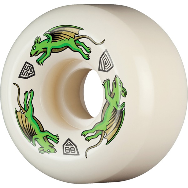 Powell Peralta Dragon Formula Nano Rat Green / Natural Skateboard Wheels 36mm CP - 56mm 88a (Set of 4)