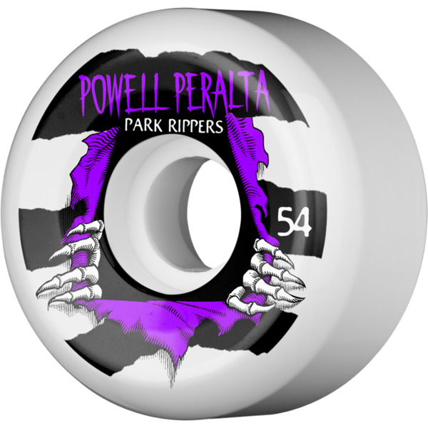 Powell Peralta Park Ripper II White / Purple Skateboard Wheels - 54mm 104a (Set of 4)