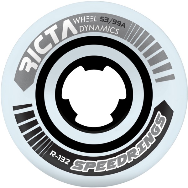 Ricta Wheels Speedrings Wide White / Silver Skateboard Wheels - 53mm 99a (Set of 4)