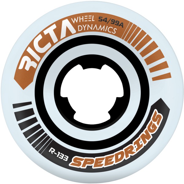 Ricta Wheels Speedrings Wide White / Bronze Skateboard Wheels - 54mm 99a (Set of 4)