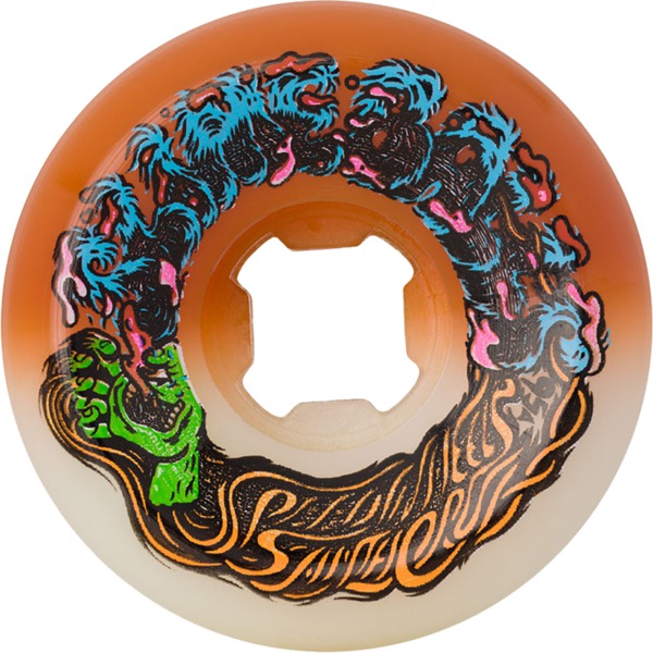 Santa Cruz Skateboards Hairballs 50-50 White / Orange Skateboard Wheels - 56mm 95a (Set of 4)