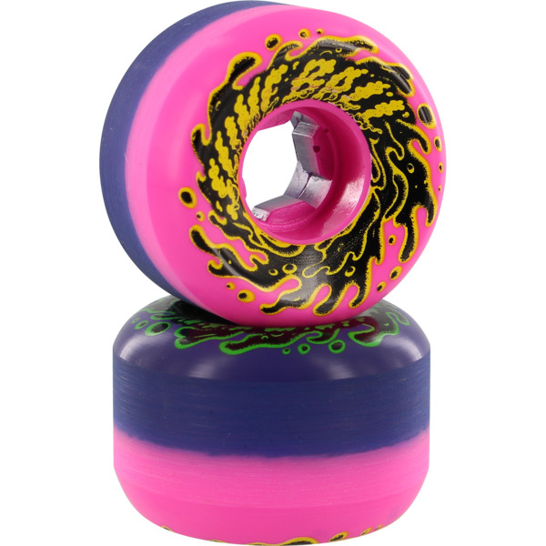 Santa Cruz Skateboards Double Take Vomits Mini Slime Balls Neon Pink Black  Skateboard Wheels - 53mm 97a (Set of 4)