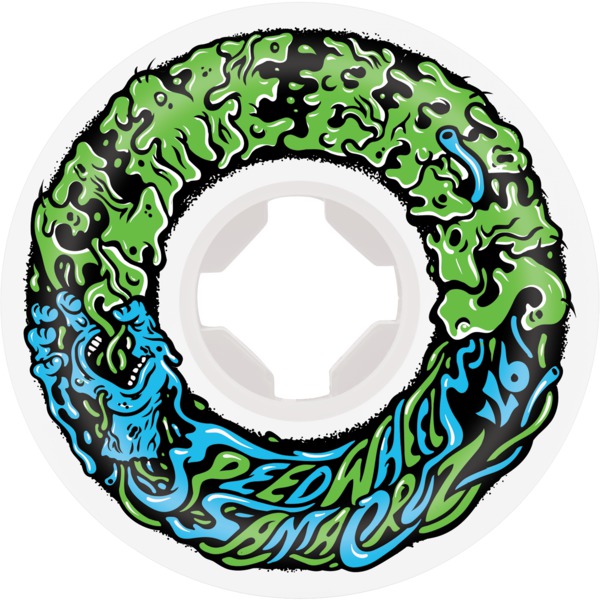 Santa Cruz Skateboards Slime Balls Vomit Mini II White / Green / Blue Skateboard Wheels - 54mm 97a (Set of 4)