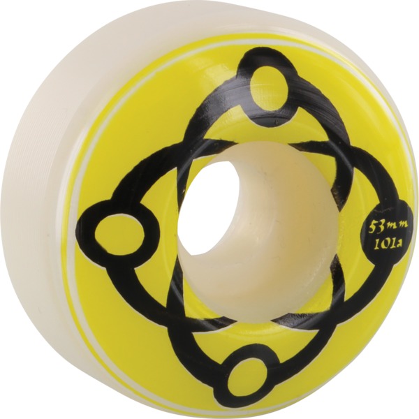 Satori Movement Big Link White / Yellow Skateboard Wheels - 53mm 101a (Set of 4)