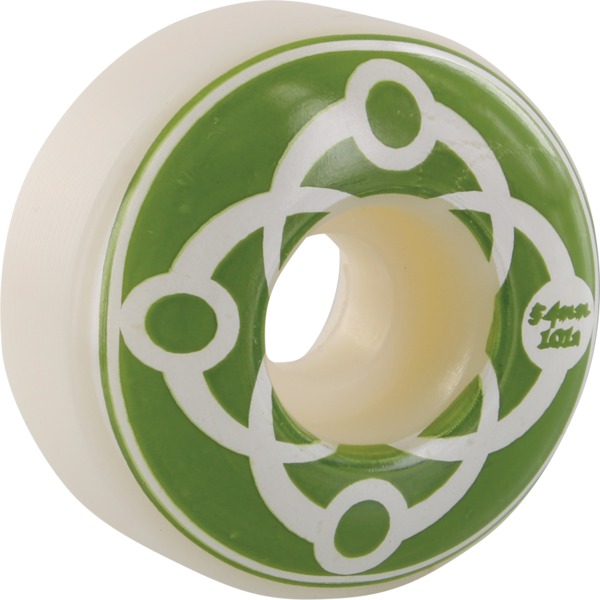 Satori Movement Big Link White / Green Skateboard Wheels - 54mm 101a (Set of 4)