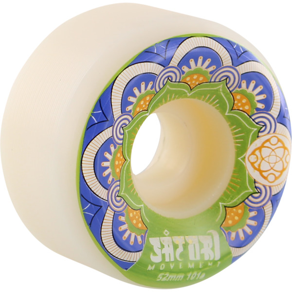 Satori Movement Mandala White / Blue Skateboard Wheels - 52mm 101a (Set of 4)