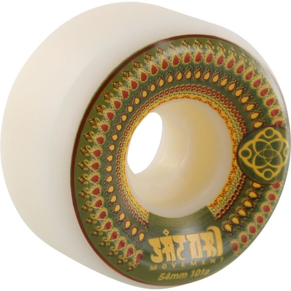 Satori Movement Mandala White / Green Skateboard Wheels - 54mm 101a (Set of 4)