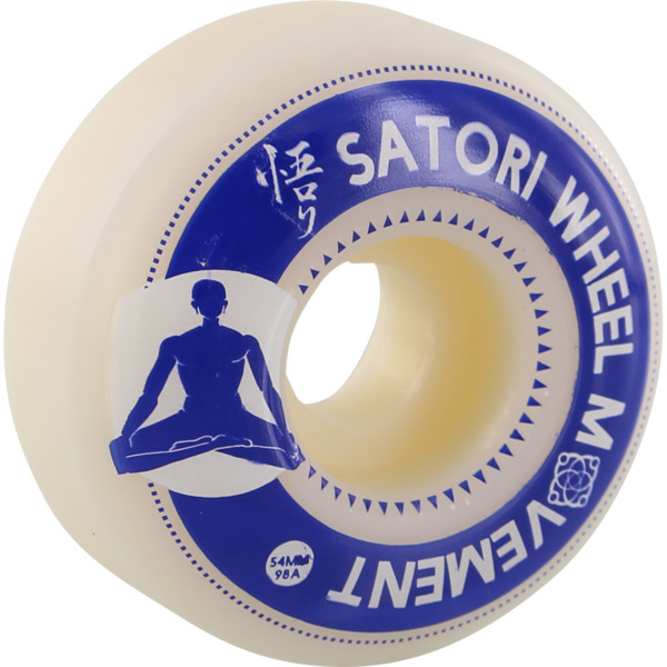Satori Movement Meditation White / Blue Skateboard Wheels - 54mm 98a (Set of 4)