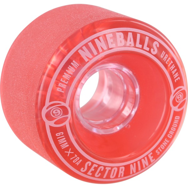 Sector 9 Nineballs Clear Red Skateboard Wheels - 61mm 78a (Set of 4)