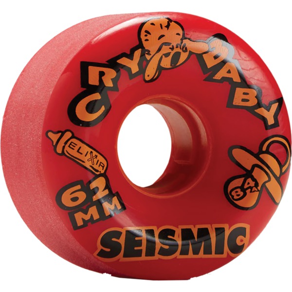 Seismic Skate Systems Cry Baby Opaque Red Elixer Skateboard Wheels - 62mm 84a (Set of 4)