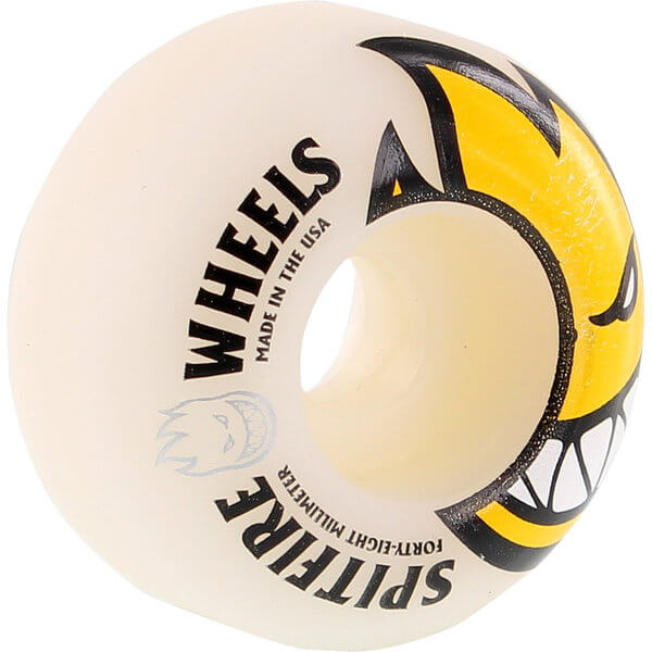 Spitfire Wheels Bighead White / Yellow Skateboard Wheels 48mm 99a (Set of 4)