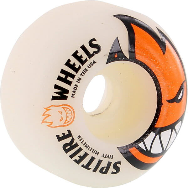 Spitfire Wheels Bighead White / Orange Skateboard Wheels - 50mm 99a (Set of 4)