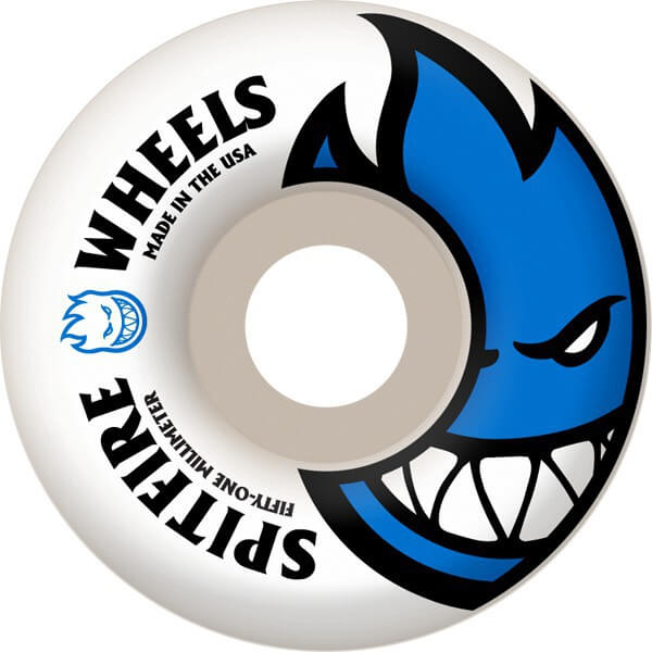 Spitfire Wheels Bighead White / Blue Skateboard Wheels - 51mm 99a (Set of 4)