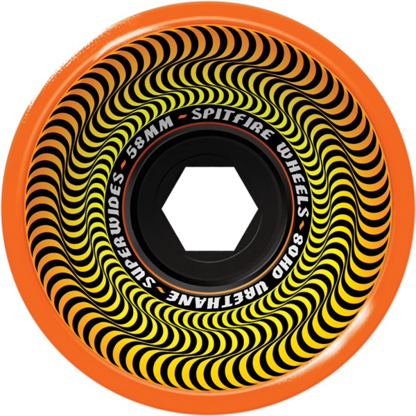Spitfire Wheels 80HD Superwide Orange Skateboard Wheels - 58mm 80a (Set of 4)
