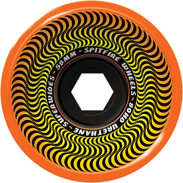 Spitfire Wheels 80HD Superwide Orange Skateboard Wheels - 58mm 80a (Set of 4)