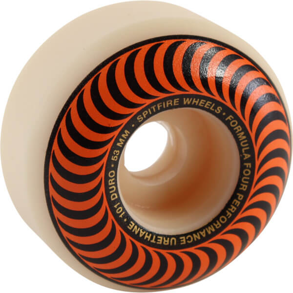 Spitfire Wheels Formula Four Classic Swirl White w/ Orange Skateboard Wheels - 53mm 101a (Set of 4)
