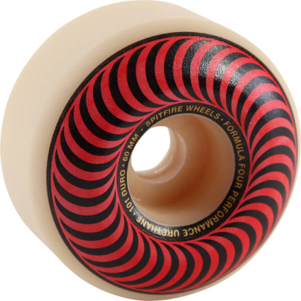 Spitfire Wheels Formula Four Classic Swirl White w/ Red / Bronze Skateboard Wheels - 60mm 101a (Set of 4)