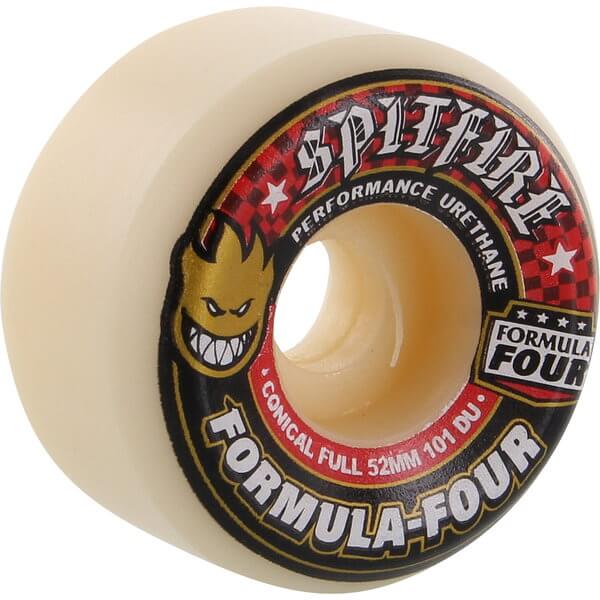 Spitfire Wheels Formula Four Conical Full White w/ Red Skateboard Wheels - 54mm 101a (Set of 4)