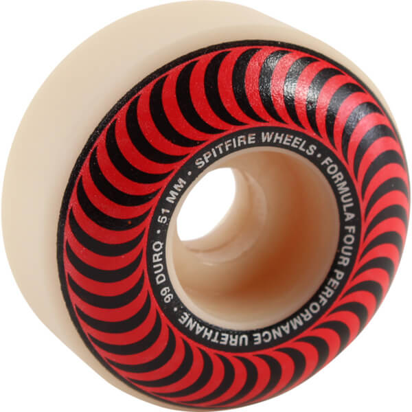 Spitfire Wheels Formula Four Classic Swirl White w/ Red Skateboard Wheels - 51mm 99a (Set of 4)