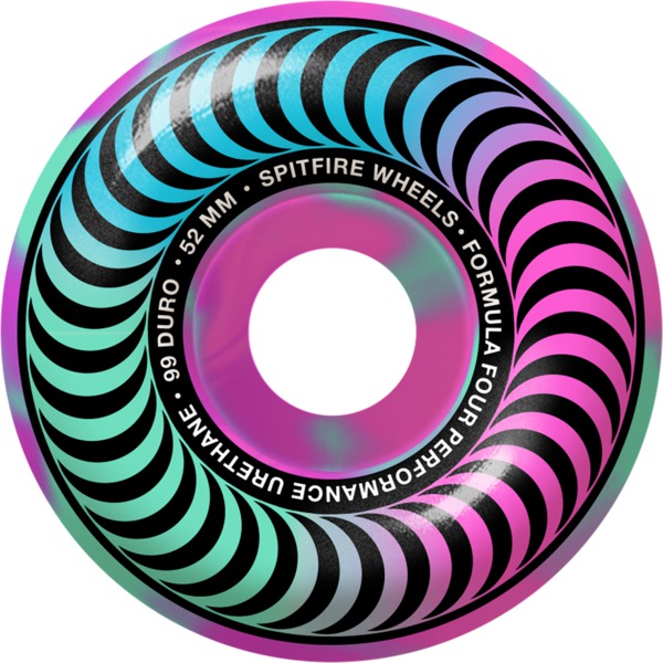 Spitfire Wheels Formula Four Classic Multiswirl Pink / Green / Blue Skateboard Wheels - 52mm 99a (Set of 4)