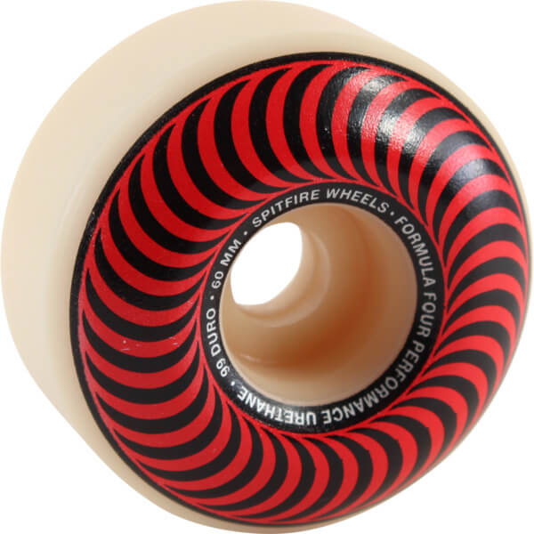 Spitfire Wheels Formula Four Classic Swirl White w/ Red Skateboard Wheels - 60mm 99a (Set of 4)