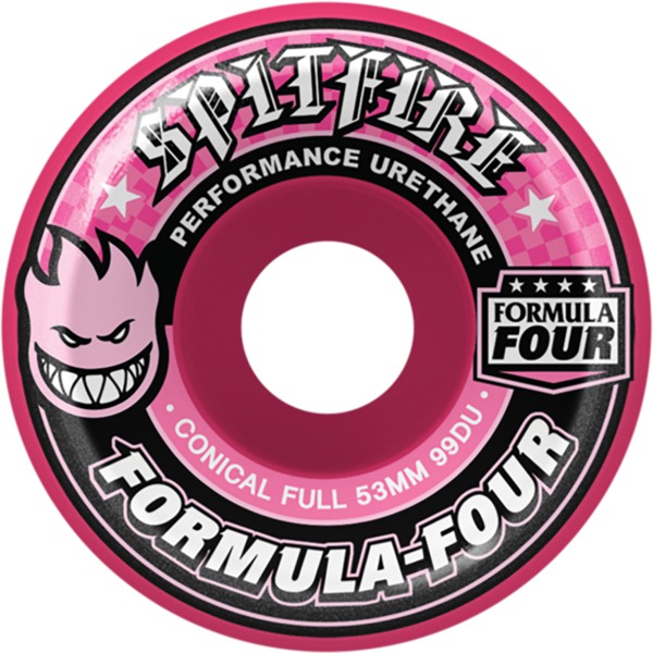 Spitfire Wheels Formula Four Conical full Pink Skateboard Wheels - 53mm 99a (Set of 4)