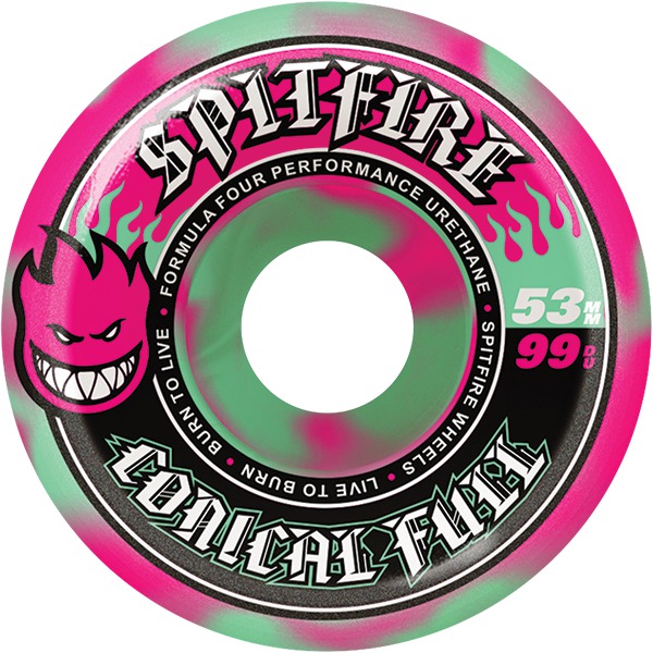 Spitfire Wheels Formula Four Conical Full Pink / Teal Swirl Skateboard Wheels - 53mm 99a (Set of 4) Spitfire Wheels Formula Four Conical Full Pink / Teal Swirl Skateboard Wheels - 53mm 99a (Set of 4)