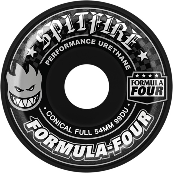 Spitfire Wheels Formula Four Conical full Black Skateboard Wheels - 54mm 99a (Set of 4)
